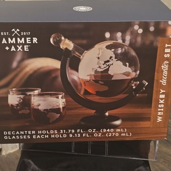 Hammer + Axe Globe Shaped Whiskey Decanter Set - Picture 7 of 8